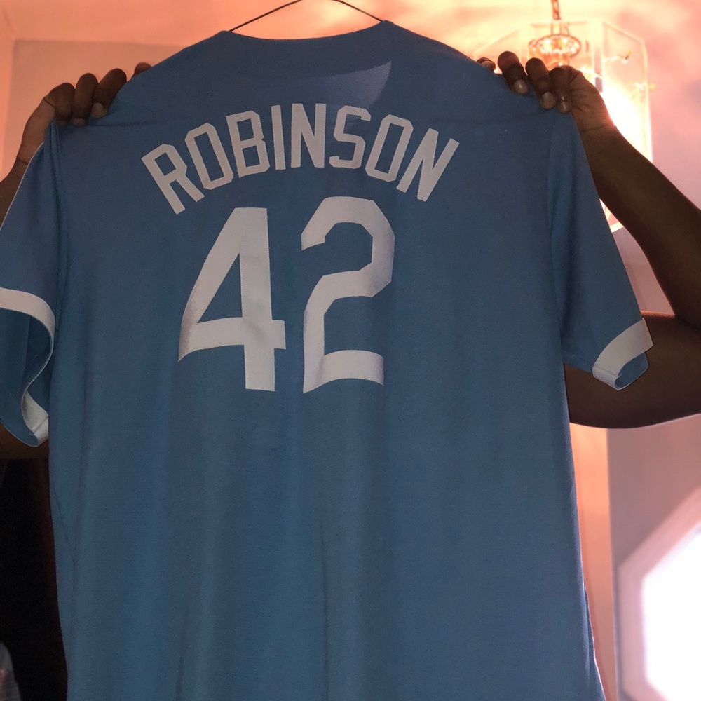 Baby blue Jackie Robinson jersey